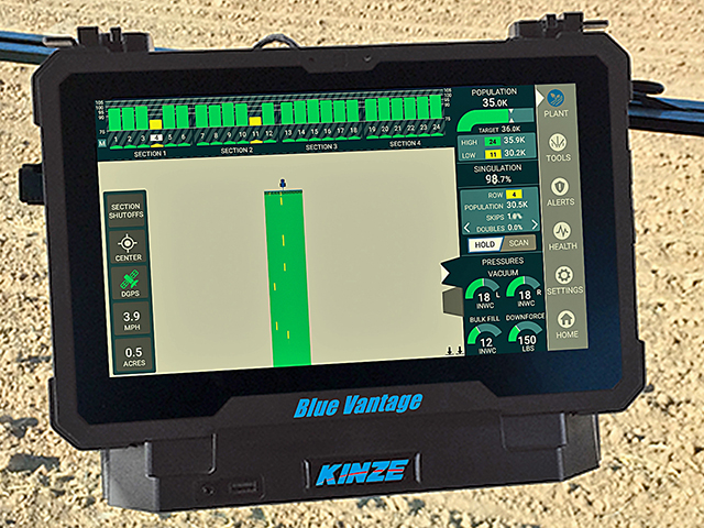 The Blue Vantage is Kinzeâ€™s unique, homegrown planter display system, Image courtesy of Kinze